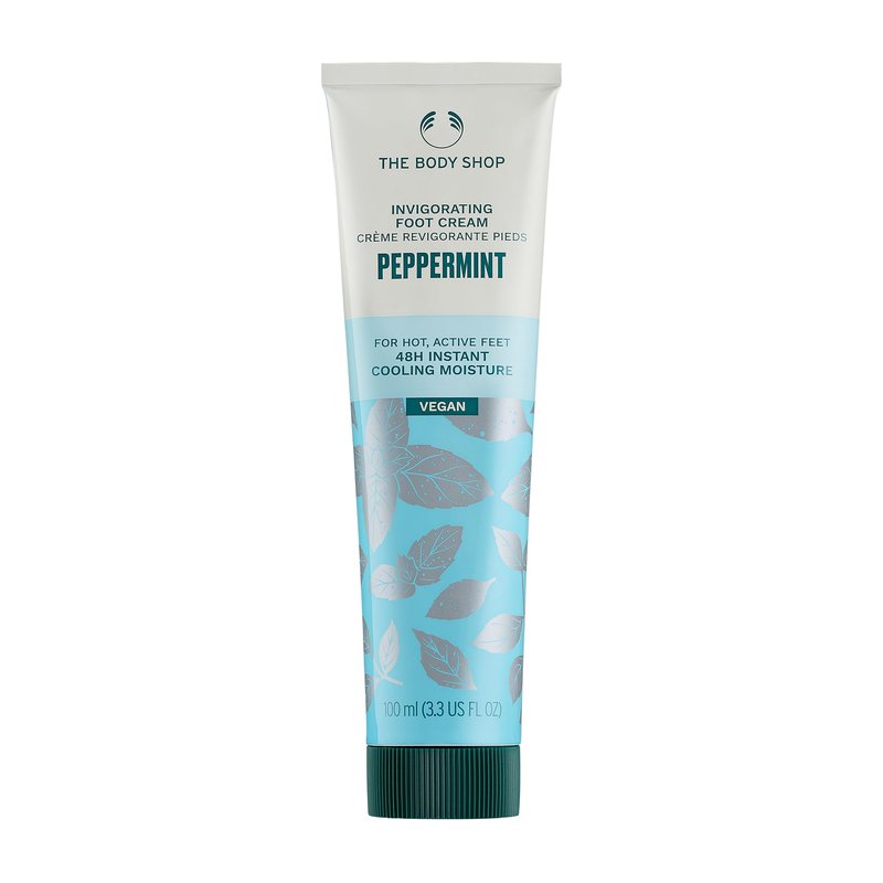 The Body Shop Peppermint Invigorating Foot Cream | Cooling Moisturizer for Dry cracked Feet | 48 Hour Moisture, Vegan, 100 ml / 3.3 oz