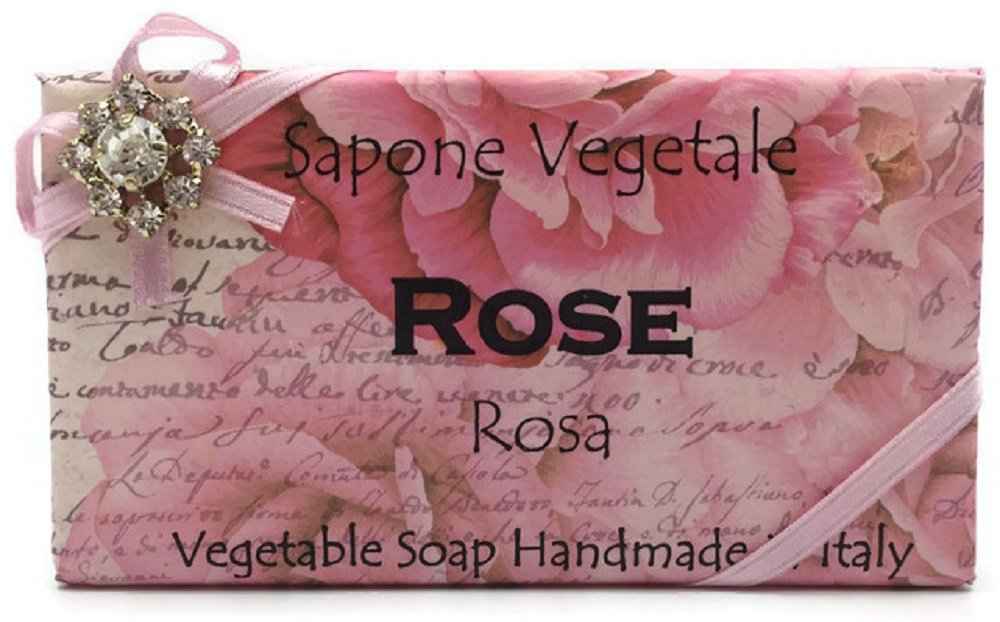 Alchimia Jeweled Rose Vegetable Soap Handmade In Italy - 10.5 oz Soap Bar