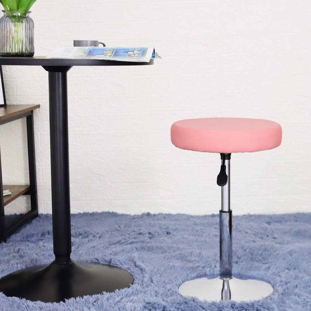 Height Adjustable Pink Short Shop Stool - Swivel Chair for Office, Spa, Salon & Tattoo Stations | Compact Design