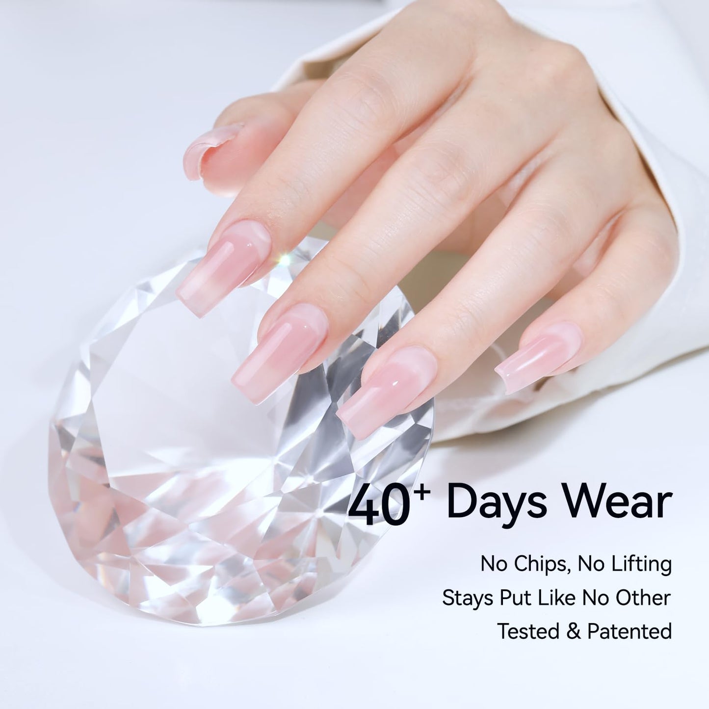 Love easy Rubber Base Coat for Nails, Clear Crystal Gel Polish for Strengthen Apex Building Enhance Reinforce, Protect Uneven Thin Damaged Weak Nail U V Last 30+Days（Long Lasting, pH 5）