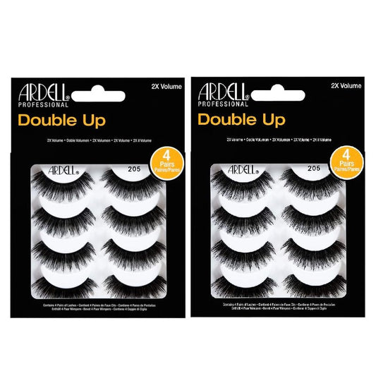 Ardell False Eyelashes Double Up 205 - Dramatic Volume, Cruelty-Free Strip Lashes for Bold, Full Glam Look, 2 Pack
