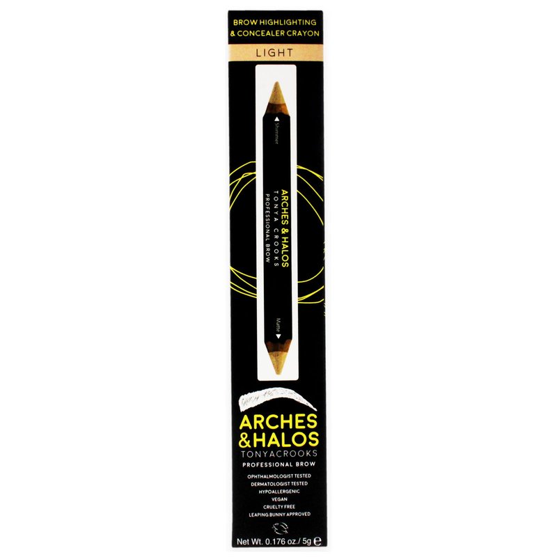 Arches & Halos Brow Highlighting and Concealer Crayon - Light - Shaping and Shimmer Eyebrow Stick and Highlighter Duo - Soft, Ultra Creamy Formula - Define, and Sculpt for Sharp Brows - 0.176 oz