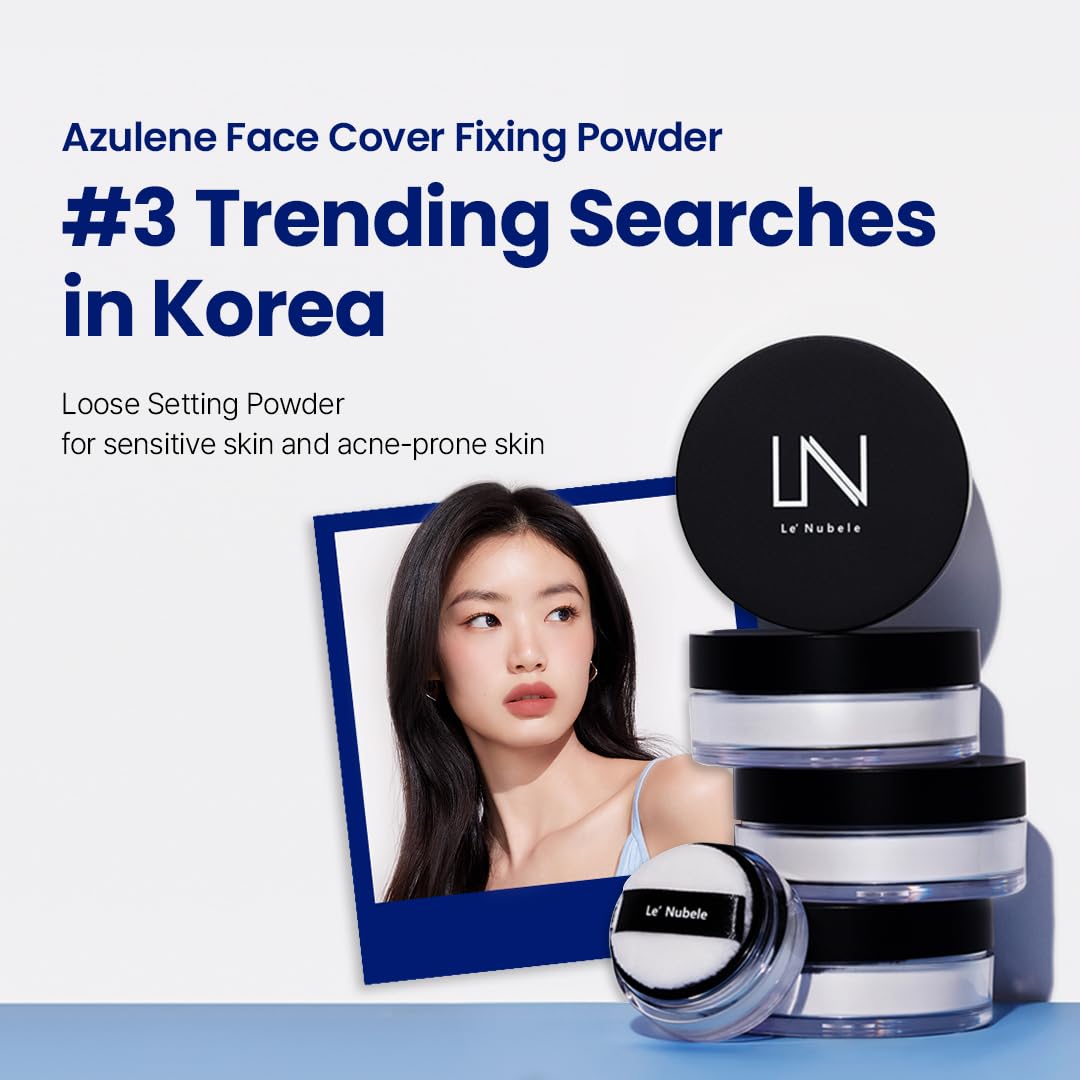 Azulene Face Cover Fixing Powder - Talc-Free Blurring Setting Powder for Oily Sensitive Skin | Mini Size 3g/0.10oz