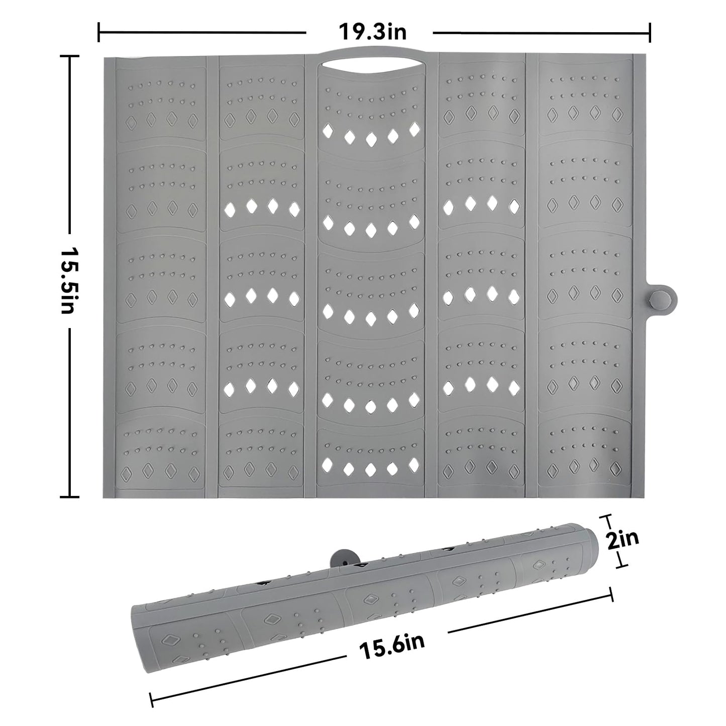BRIAN & DANY Makeup Mat for Sink, Bathroom Sink Cover for Counter Space, Foldable Silicone Sink Mat Organizer Countertop RV Space Saver, Gray, 19.3" x 15.5"
