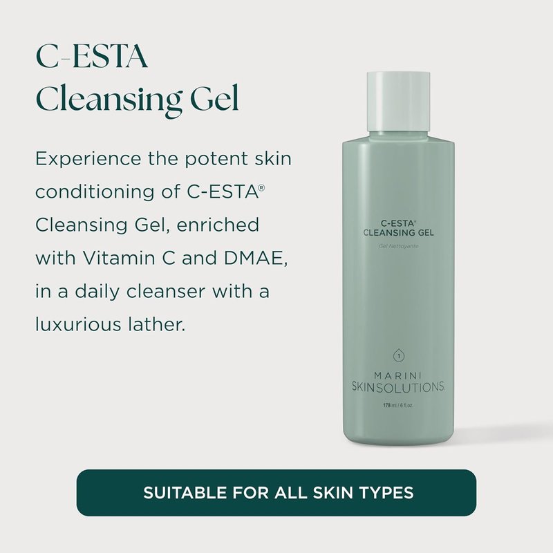 C-ESTA Cleansing Gel | Vitamin C Face Cleanser with DMAE - Cruelty-Free - 6 fl oz