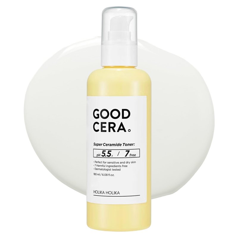 HOLIKA HOLIKA Good Cera Super Ceramide Toner – 50% Ceramide Essence Toner with Hyaluronic Acid & Niacinamide | pH 5.5 Alcohol-Free Barrier Care for Dry Sensitive Skin, NP AP EOP, 6.12 fl oz (180ml)