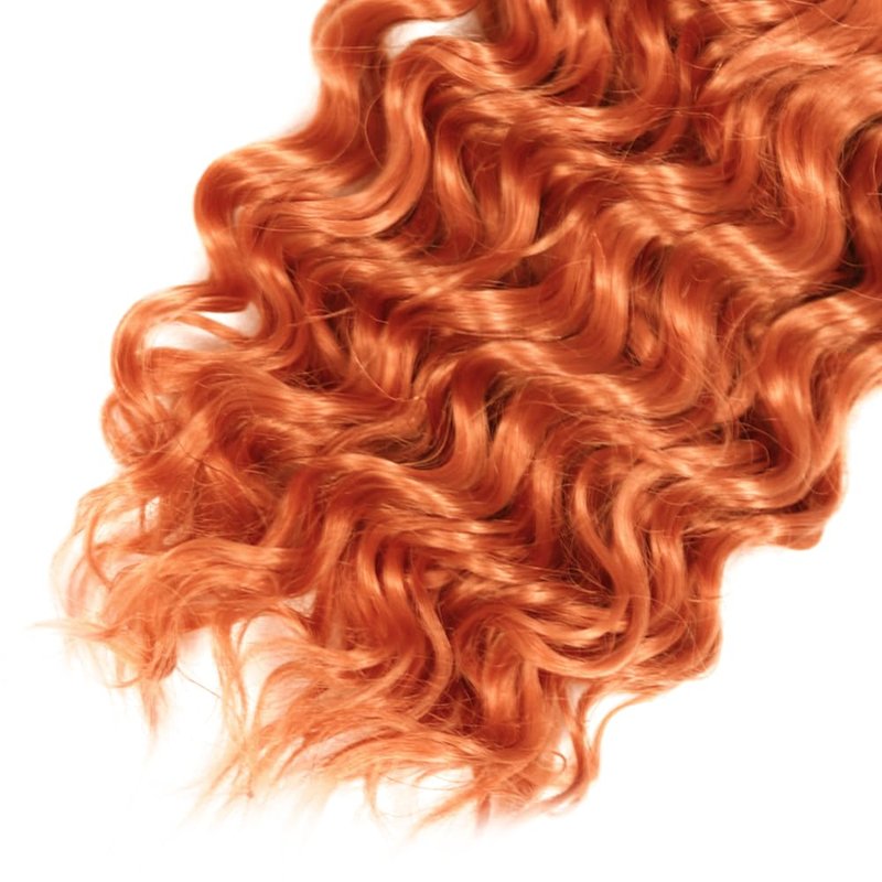 Ginger Bundles Human Hair - 350 Deep Wave Remy Hair Extensions | 8-10-12 Inch Orange Bundles for Women