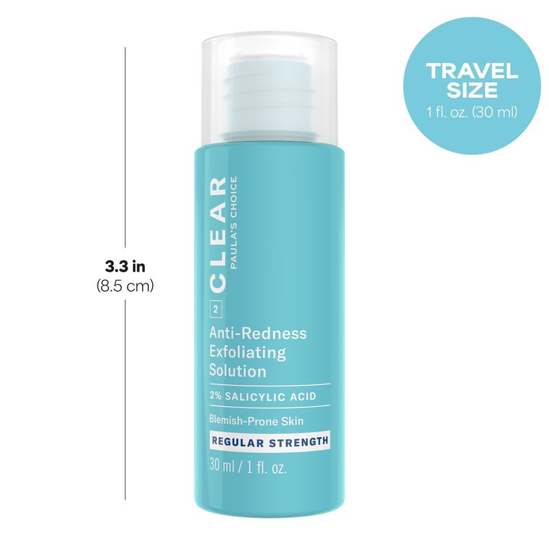 Paula's Choice CLEAR Anti-Redness Exfoliating Solution, 2% Salicylic Acid Liquid Exfoliant for Face, Exfoliant for Mild to Severe Acne & Breakouts, Blackheads and Clogged Pores, Fragrance-Free, 1oz