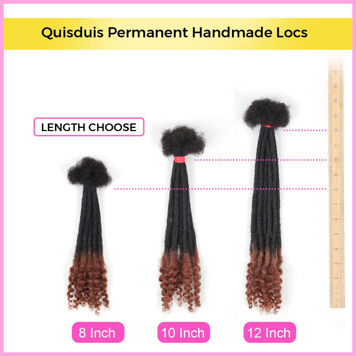 8 inch Loc Extensions Human Hair with Curly Ends, 0.4cm Width Permanent Dreadlock Extension Human Hair 20 Strands Natural 1B30 100% Full Handmade Dreads .Dyed and Bleached Pre Curled Drealocks