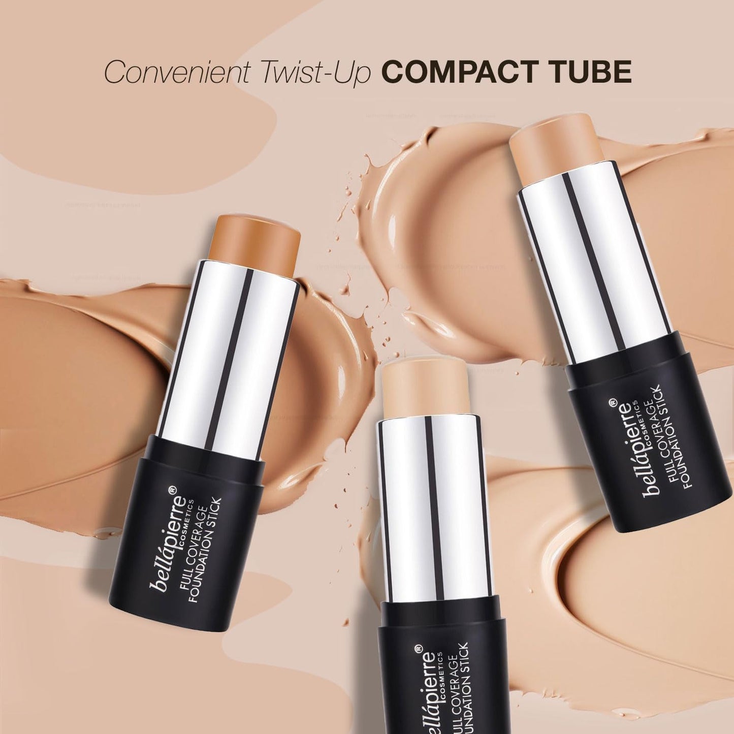 bellapierre Mineral Foundation Stick | Full Coverage Matte Finish | Cruelty Free | Non-Toxic and Paraben Free | Compact Tube - 0.35 Oz - Medium