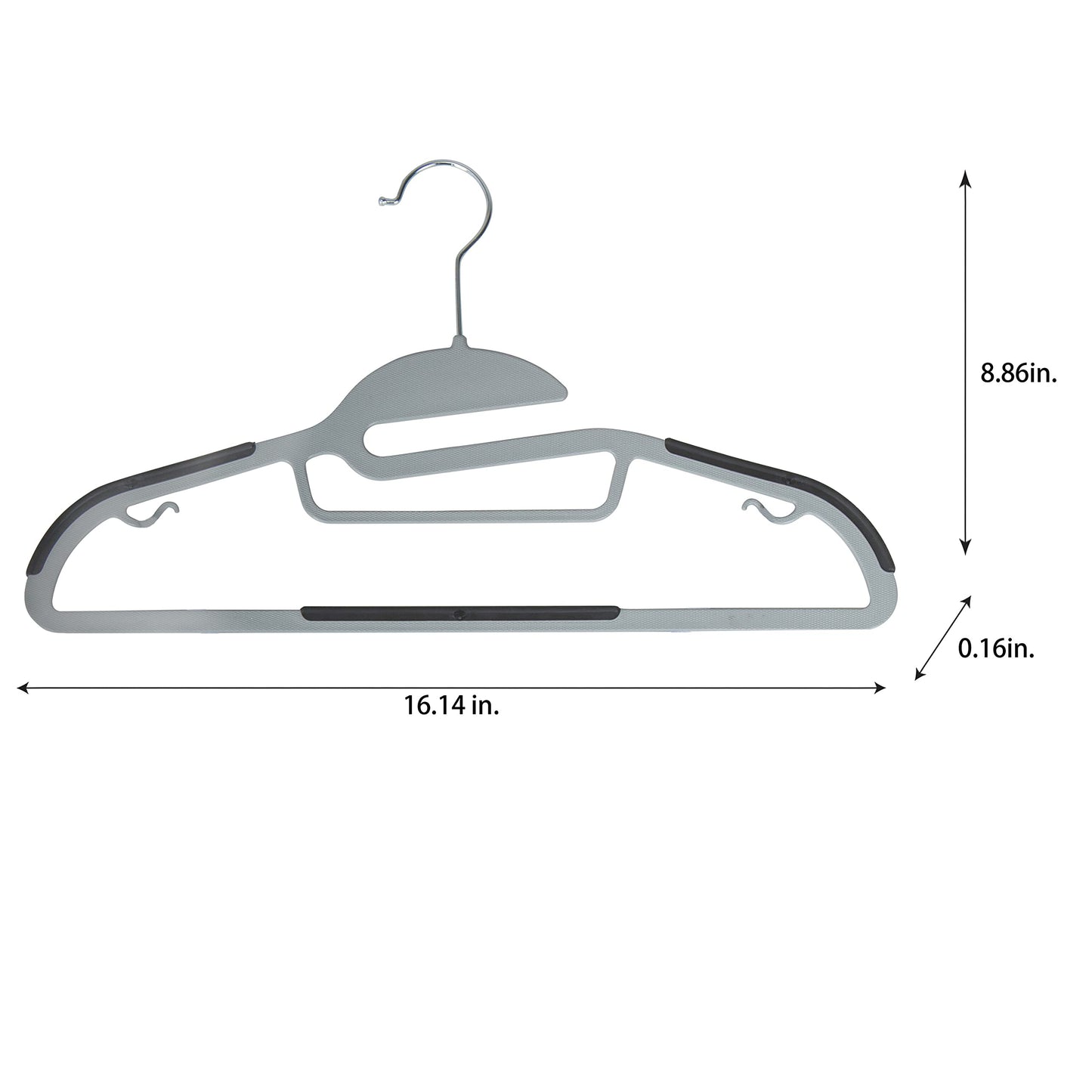 Simplify 8 Pack Ultimate Hanger | S-Shape Collar Saver | Ultra-Thin | Non-Slip | Accessory Bar | Belts | Scarves | Ties | Tank Top | Closet Organization | Light Grey