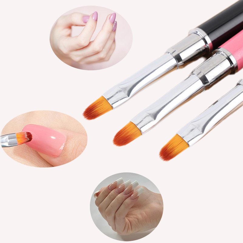 Whmeolyo Dual-Ended Polygel Brush & Picker Brush, 2 IN 1 Design Poly Gel Nail Art Brushes Tool, Stainless Steel Manicure Spatula Builder for PolyGel UV Acrylic Nails Extension (6pcs)