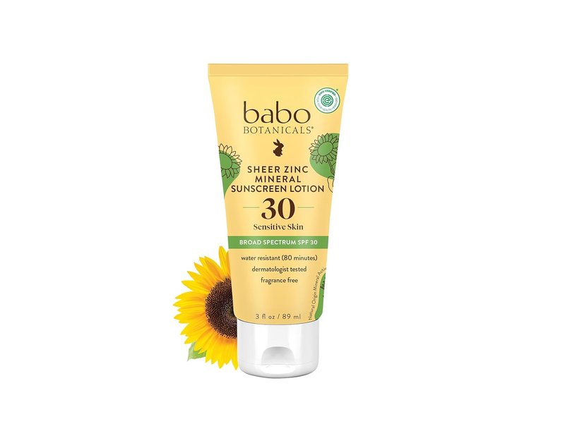 Babo Botanicals Sheer Zinc Mineral Sunscreen Lotion SPF 30 - Natural Zinc Oxide, Water Resistant & Fragrance-Free | Face & Body Protection - 1 or 2 Pack