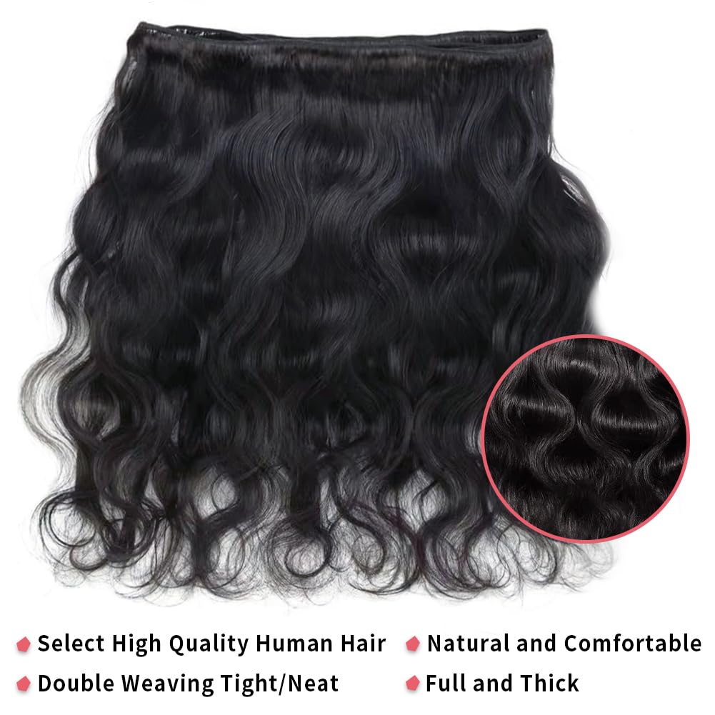 Fopeela 12A Body Wave Bundles Human Hair 1 Bundle 20 Inch 100% Unprocessed Brazilian Virgin Body Wave Human Hair Bundles for Women Natural Black