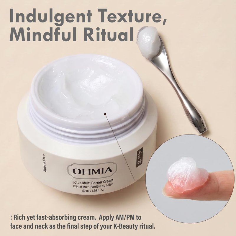Korean Anti-Aging Face Moisturizer - Lotus Multi Barrier Cream with Niacinamide & Rice | Fragrance-Free, 1.69 fl oz