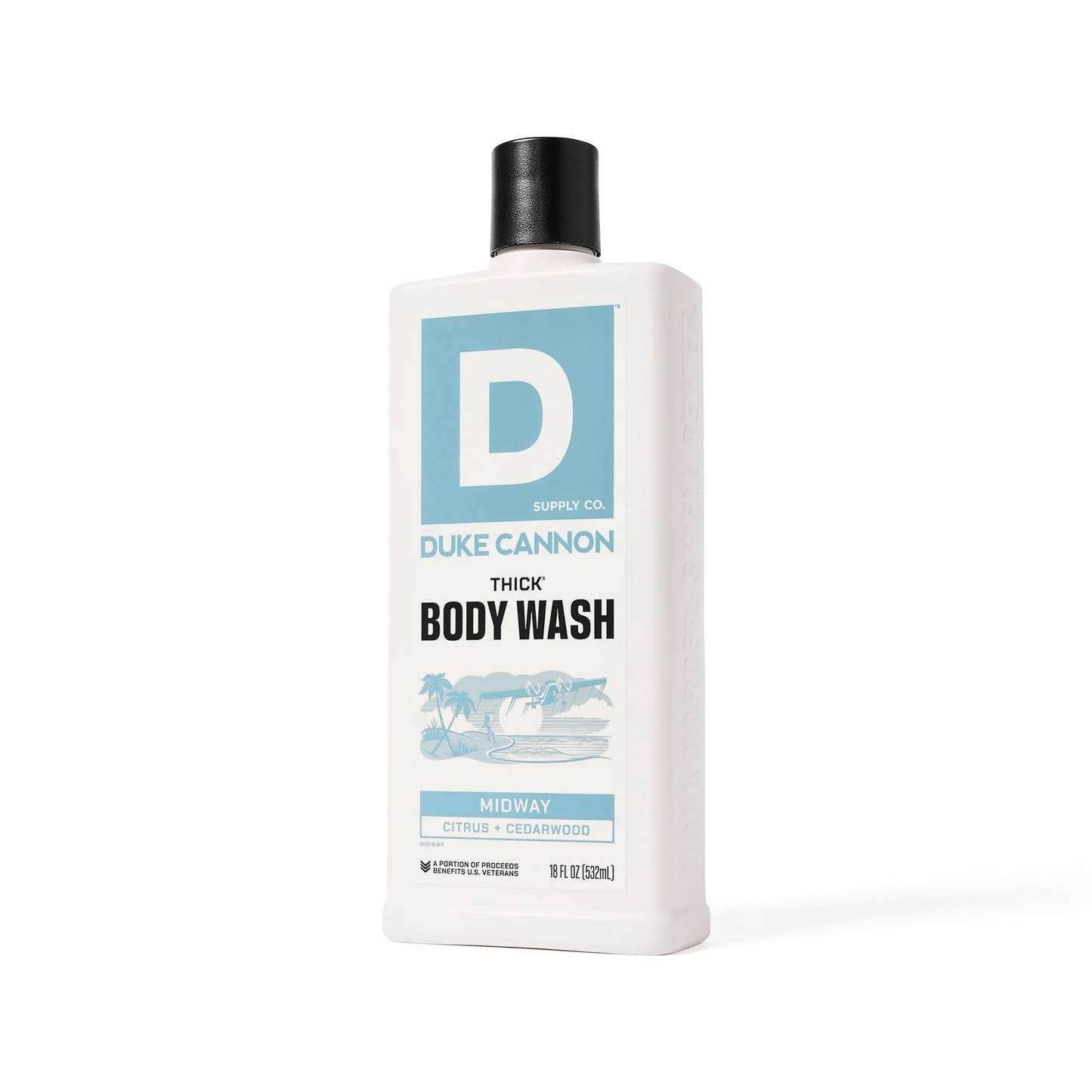 Duke Cannon Supply Co. Thick High Viscosity Body Wash - 3X Thicker, Plant-Based, Mineral-Enriched - Shower Gel for Men, Body Scrub - Midway, 3 Pack (18 oz)