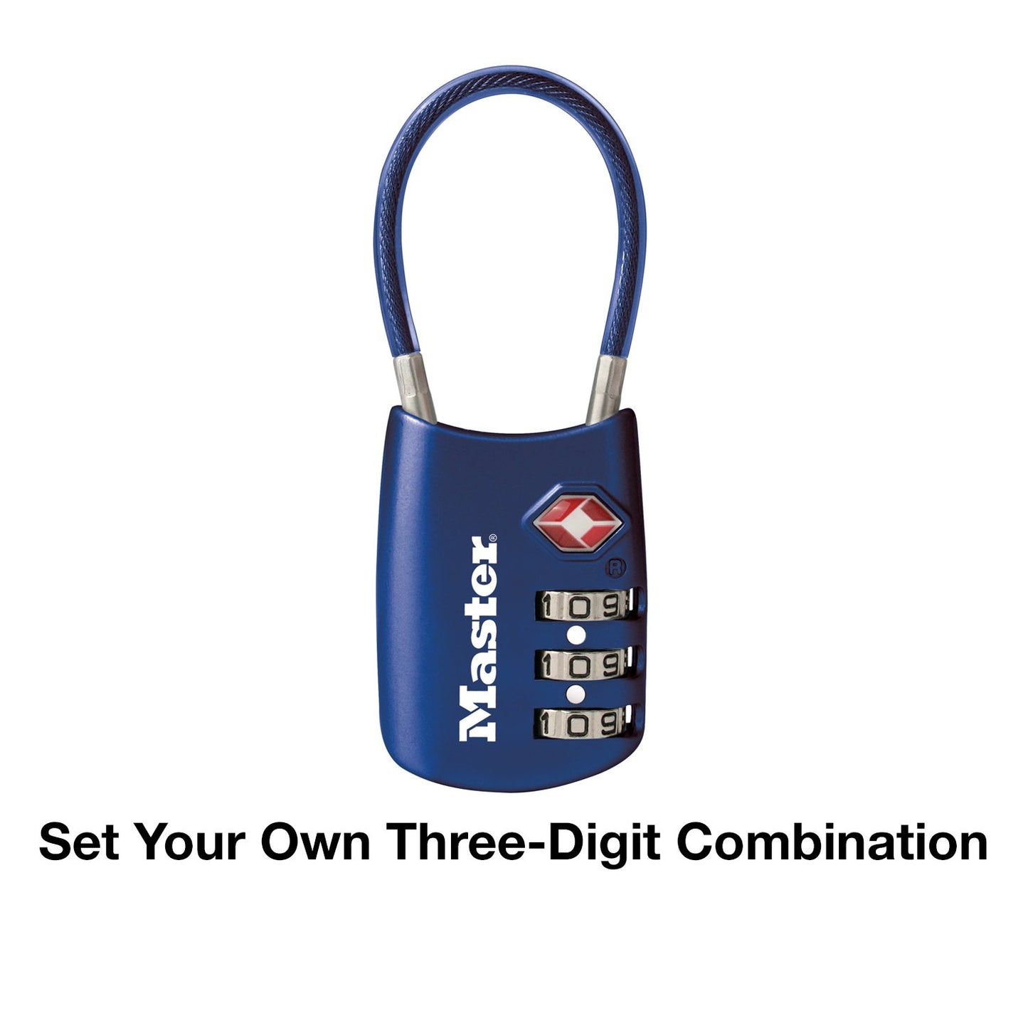 Master Lock Blue Set Your Own Combination TSA Approved Luggage Lock, Travel Zipper Padlock is Perfect for Suitcases, Bags, or Backpacks, 4688D