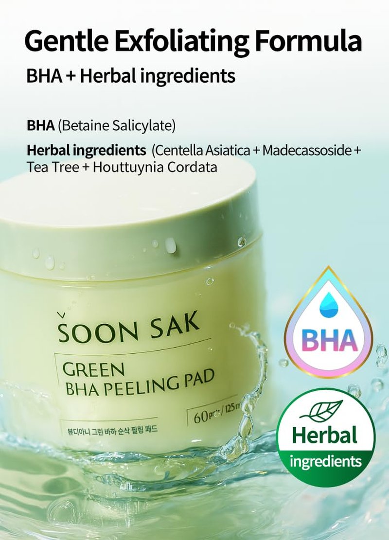 Beaudiani Green BHA Peeling Pads - Exfoliating Toner for Pore Minimization & Blemish Control | 60 Count