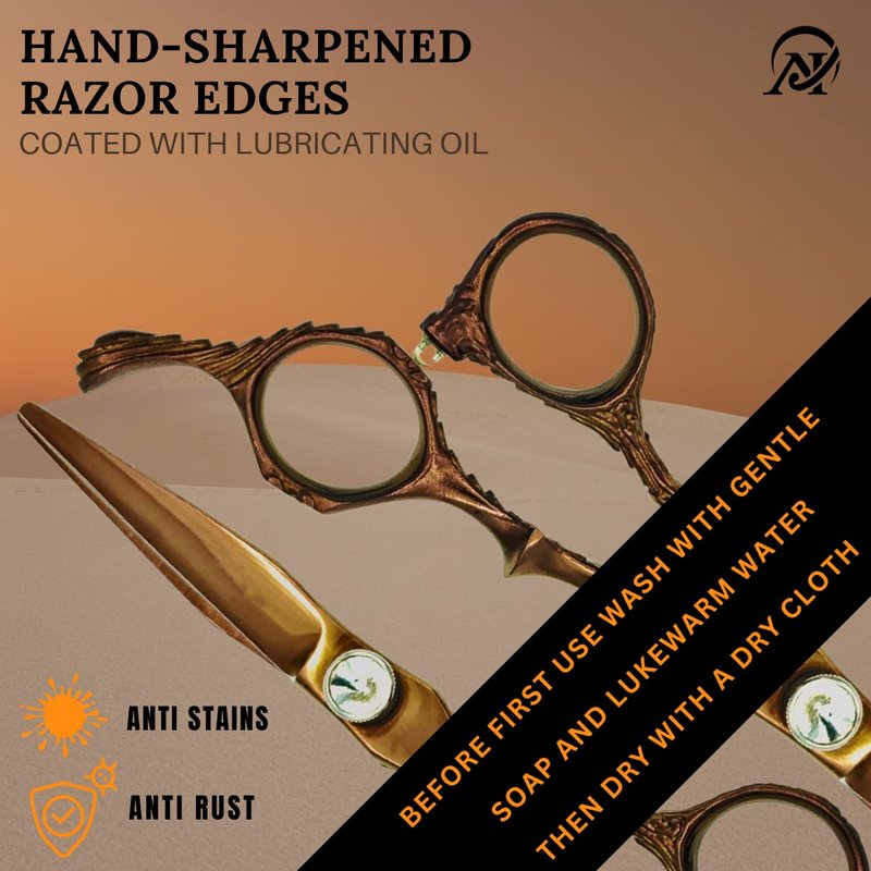 JIM PRO Professional Quality Barber Scissor - Hair Cutting Scissors, Professional Japanese 440C Stainless Steel Barber Hair Scissors With Dragon Handle, for Salon and Home Use 6.5" (ROSE GOLD - 440C)