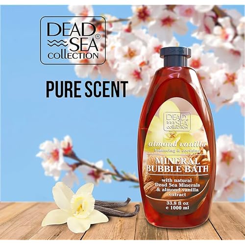 Dead Sea Collection Bubble Bath with Almond Vanilla for Women and Men - Sweet Almond Oil and Dead Sea Salt - Nourishing and Moisturizing Skin - Pack of 2 (67.6 fl.oz)