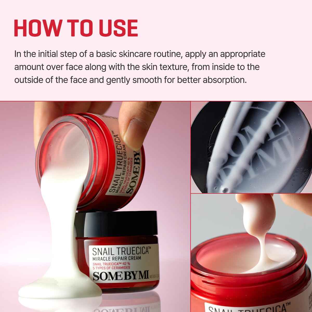 SOME BY MI Snail Truecica Miracle Repair Cream - 2.02Oz, 60ml - Made from Snail Mucin for Sensitive Skin - Daily Repair Face Moisturizer for Acne Marks and Strengthen Skin Barrier - Korean Skin Care