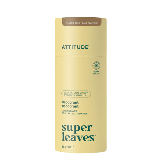 ATTITUDE Plastic-Free Deodorant, EWG Verified, Aluminum Free, Vegan Naturally Sourced Body Deodorants for Women & Men, Dermatologically Tested, Unscented, 3 Ounces