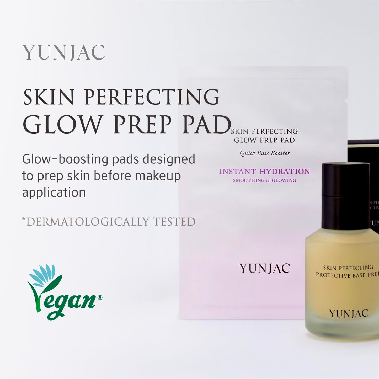YUNJAC Skin Perfecting Glow Prep Pad (45pads) – Vegan Cotton Toner Pads for Smooth Texture & Makeup-Ready Ready glass skin – 3 Pads x 15ea