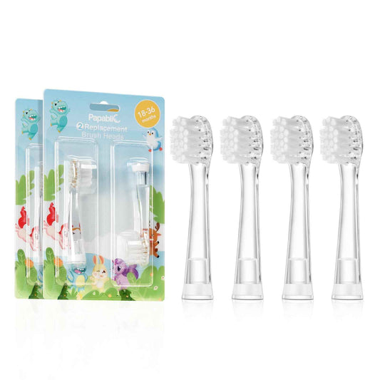 Papablic Replacement Toothbrush Heads - 4 Count | Compatible BabyHandy & Toddler Sonic Electric Toothbrushes (18-36 Months)