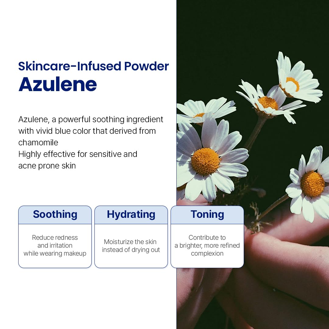 Azulene Face Cover Fixing Powder - Talc-Free Blurring Setting Powder for Oily Sensitive Skin | Mini Size 3g/0.10oz
