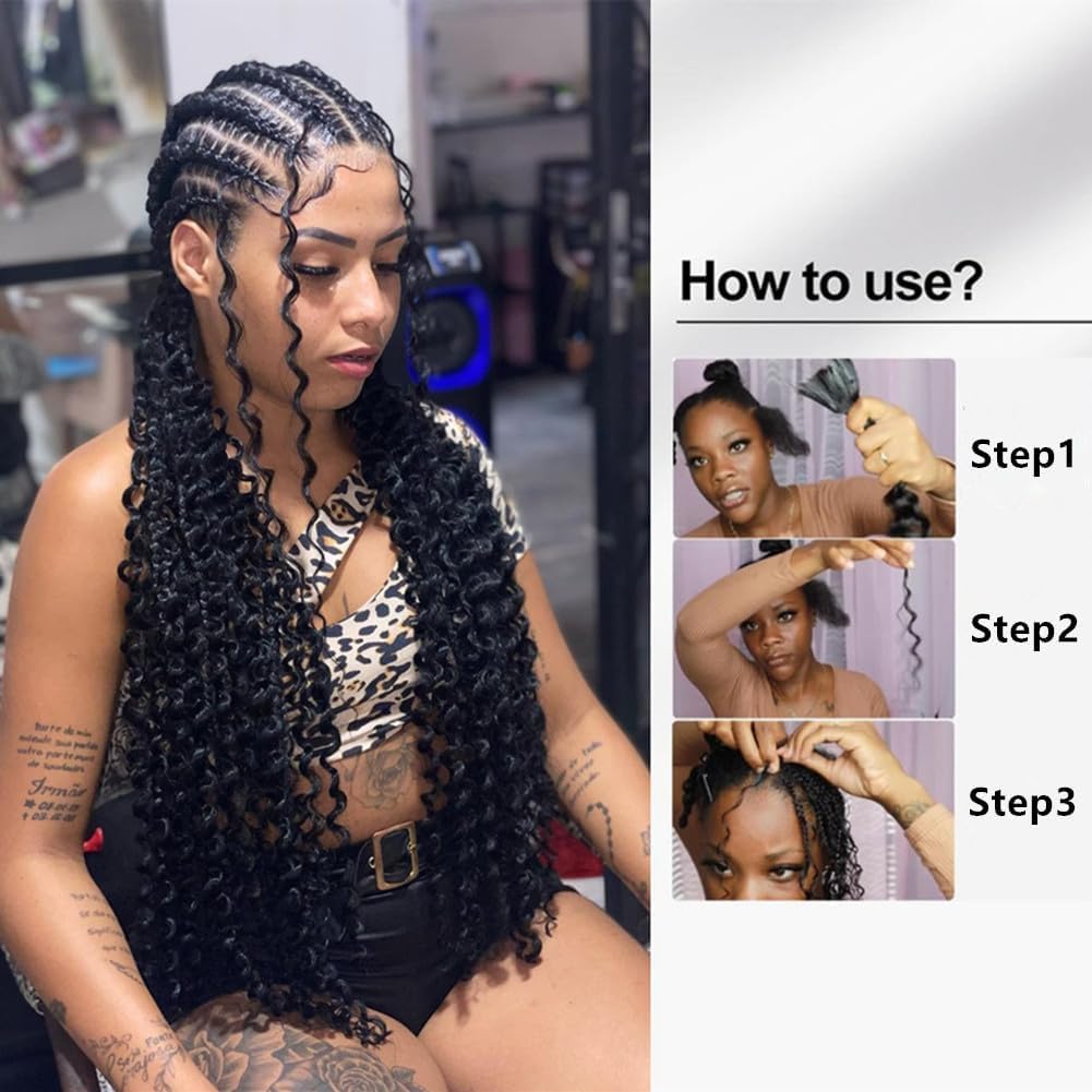 Braiding Wet and Wave Human Culry Hair for Boho Knotless Braids No Weft 2 Bundles 100g