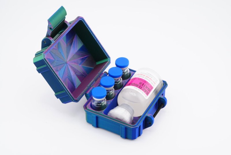 Vial Guard Storage Hard Case for 3ml, 5ml, 10ml, 30ml Vials, Secure Holder Multiple Sizes (Metalic, 4 x 3ml 1 x 30ml)