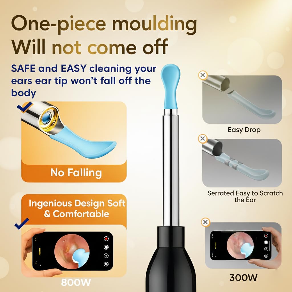 Ear Wax Removal - Earwax Remover Tool with 8 Pcs Ear Set, Ear Cleaner with 2400P HD Camera with 6 LED Lights, Built-in WiFi,Ear Cleaning Kit for iOS and Android