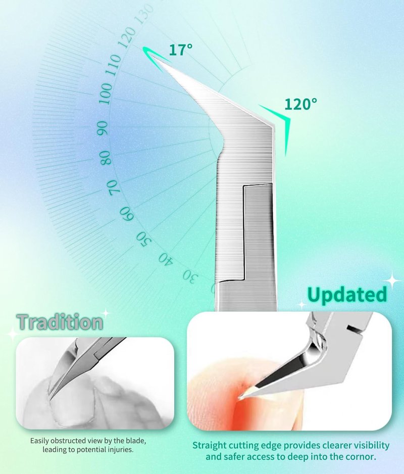 Ingrown Toenail Clippers - Sharp Pointed Stainless Steel Cutter for Thick Nails | 7-Shaped Beveled Design