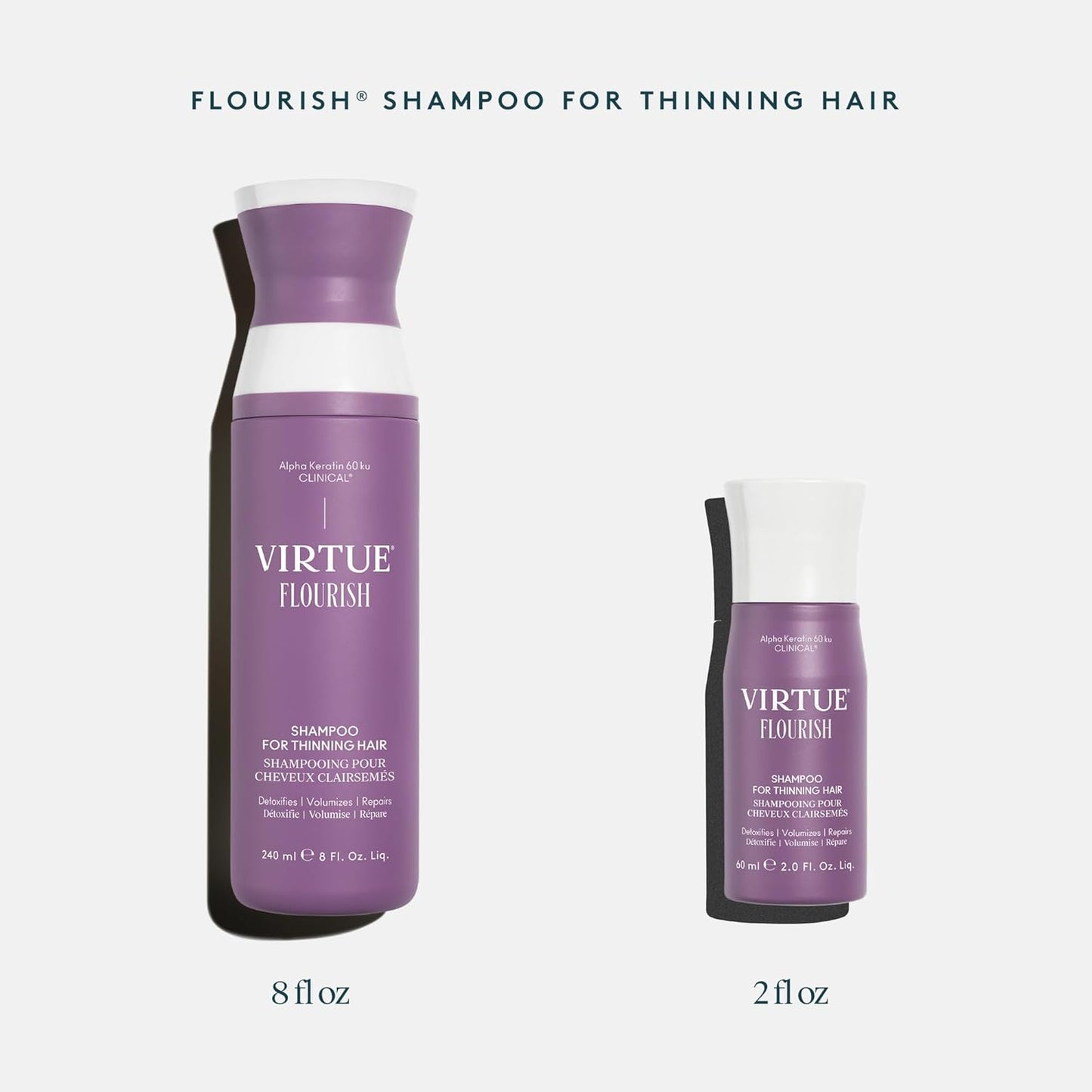 VIRTUE Flourish Shampoo - Sulfate Free Volumizing Formula for Thinning Hair | Detoxifies & Repairs Color-Treated Hair