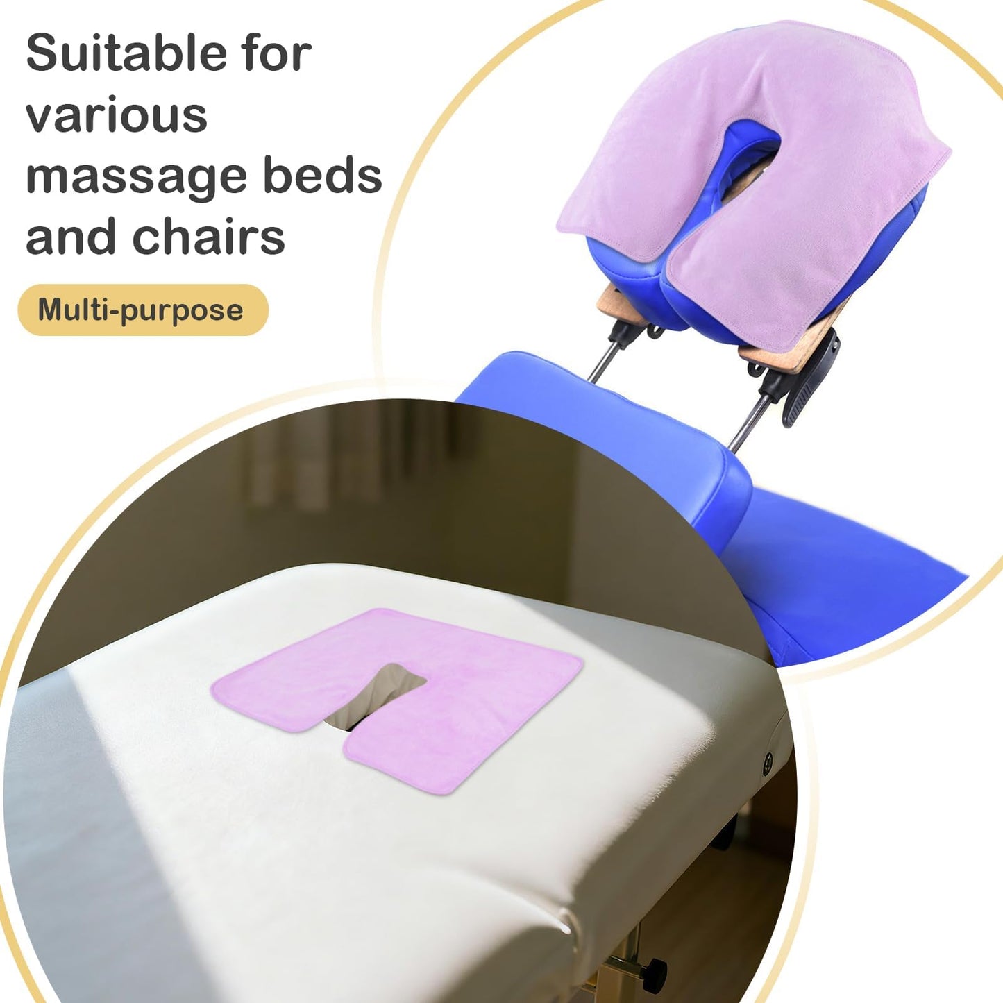 SINLAND Microfiber Face Cradle Covers Large Size Soft and Reusable Non-Stick Massage Headrest Cover Suitable for Any Massage Tables & Massage Chair