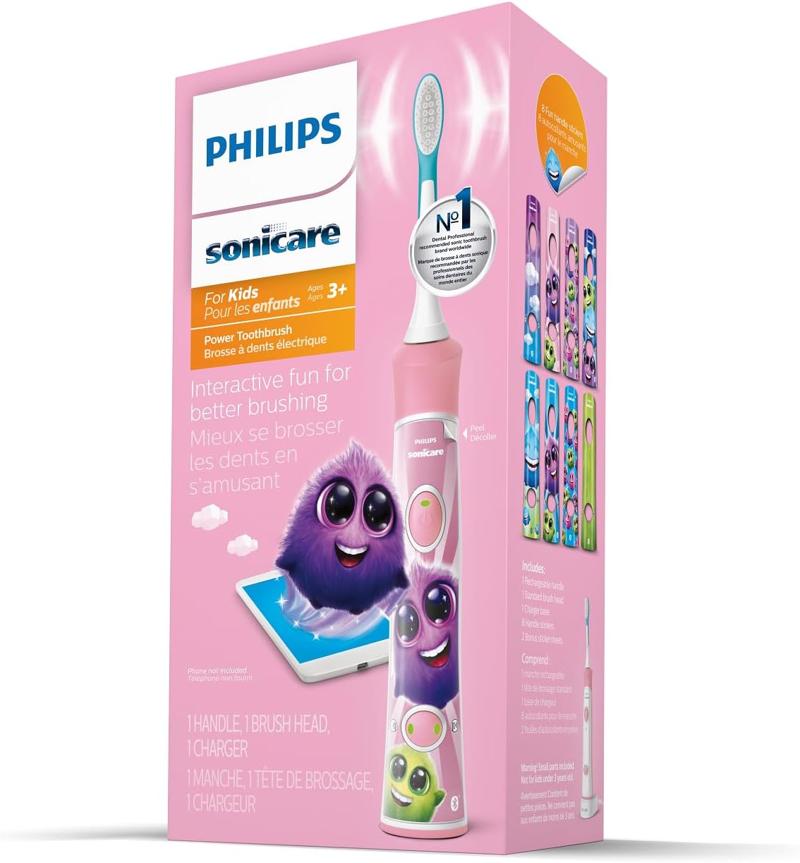 Philips Sonicare Kids Bluetooth Rechargeable Electric Toothbrush - Interactive Design for Ages 3+