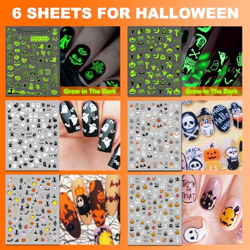 30 Sheets 8 Holiday Nail Art Stickers, Variety Pack All Season Nail Decals for All Year, Self-Adhesive Pegatinas U?as 4th of July Halloween Fall Christmas Valentine St. Patrick's