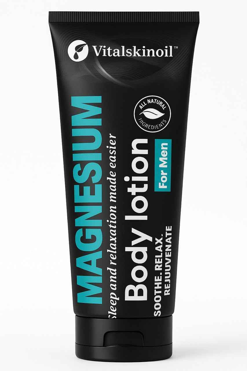 VITALSKINOIL Magnesium Glycinate Body Lotion ache soothing, promotes sleep and relaxation. Cologne Scented, 5.29 oz, Sleep Easy Formula