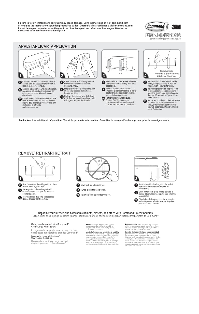 Command Medium Caddy, Holds up to 2 lb, 7.5" x 2.1" x 2.1", 1 Caddy with 4 Command Strips, Damage Free Organization Wall Mount to Cabinet, Kitchen, Pantry, Closet, or Under Sink