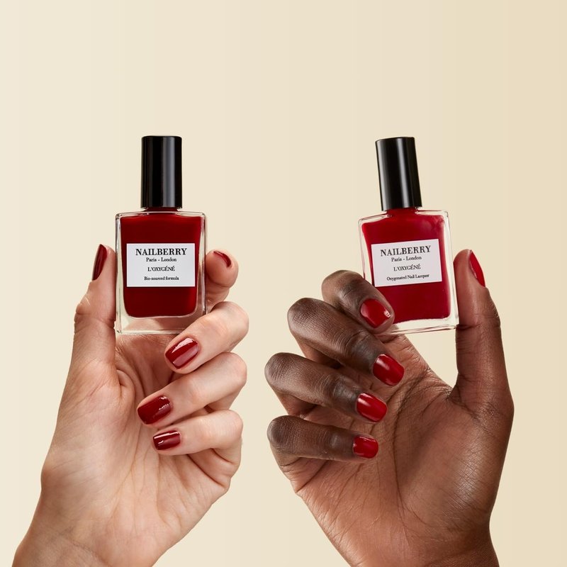 Nailberry L'Oxygéné Oxygenated Nail Lacquer | Rouge | Bright Red Opaque Nail Polish | UV Protected Long-Wear Nail Polish | 12-Free | Vegan | Certified Halal | Cruelty & Gluten Free | 15 ml