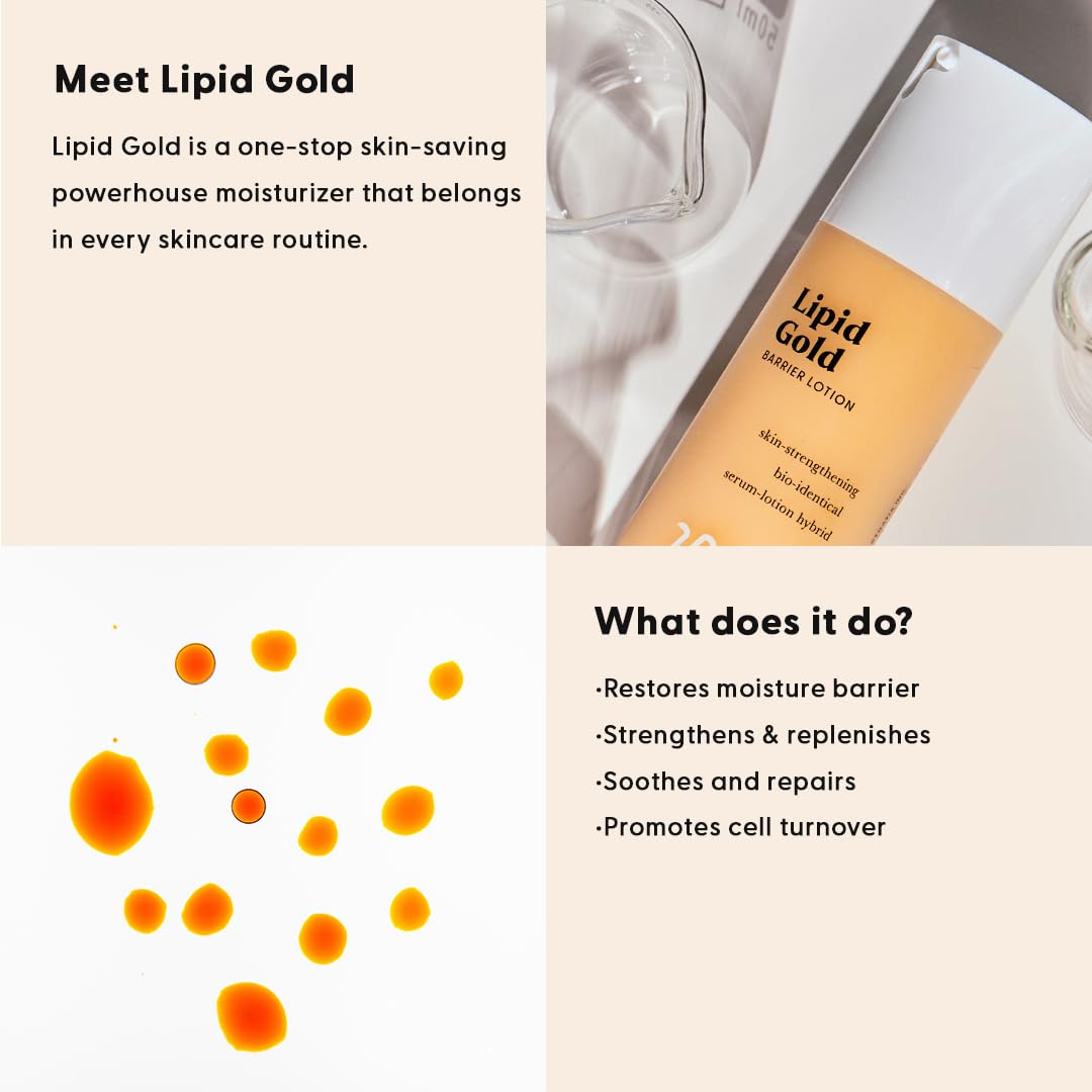Stratia Lipid Gold Skin-Strengthening Ceramide Moisturizer with Niacinamide, Hydrates & Soothes All Skin Types, 1.7 Fl Oz