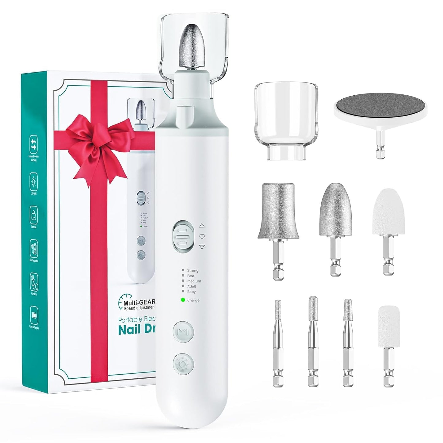 Electric Nail File Set - Professional Manicure Pedicure Kit | 5-Speed Hand & Foot Care Tool for Thick Nails