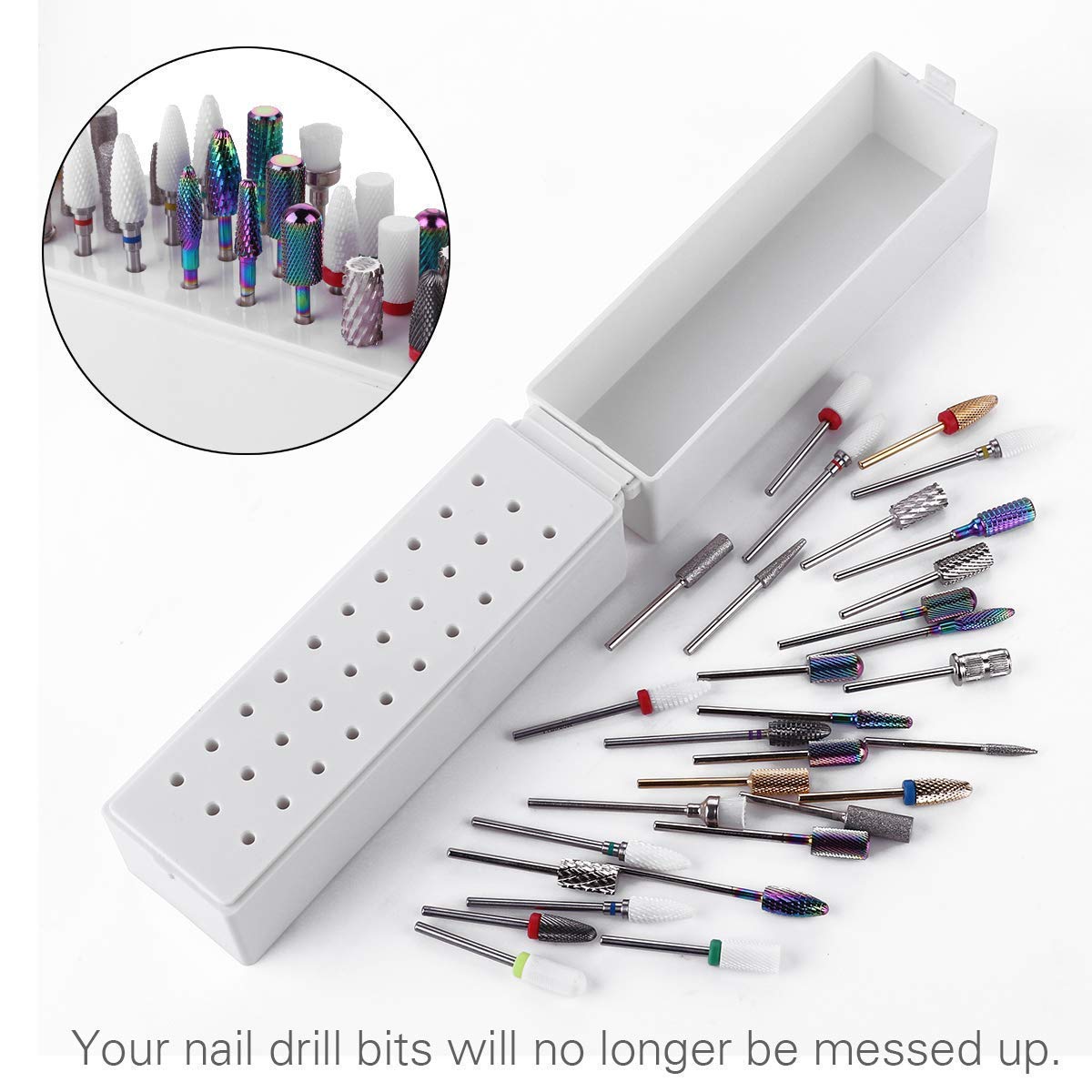 Nail Drill Bits - 300 Pcs Sanding Bands Set with Dustproof Holder | Grits #80, #150, #240