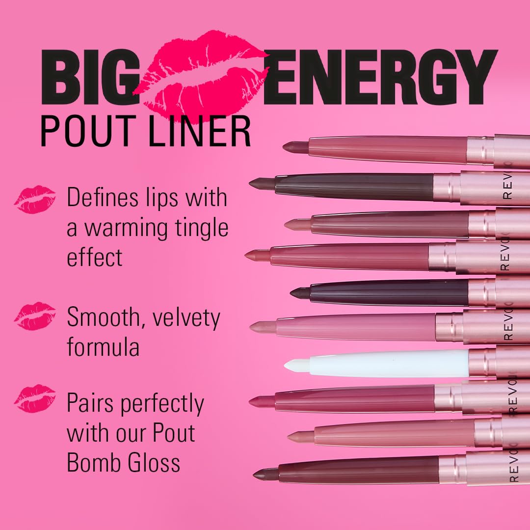 Revolution Beauty London, Pout Bomb Plumping Lip Liner, Long-Lasting Lip Shaper with Hyaluronic Acid & Vitamin E, Vegan & Cruelty-Free, Warm Peach Orange