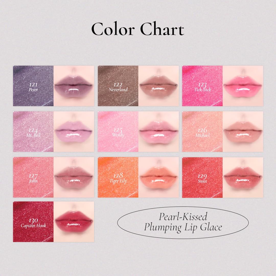DINTO (Peter & Wendy Collection Pearl-Kissed Plumping Lip Glacé - Moisturizing Lip Gloss with Soft Pearl Shine, Lightweight Texture, Cooling Lip Treatment, Long-Lasting Hydration (129 Smee, 4ml)