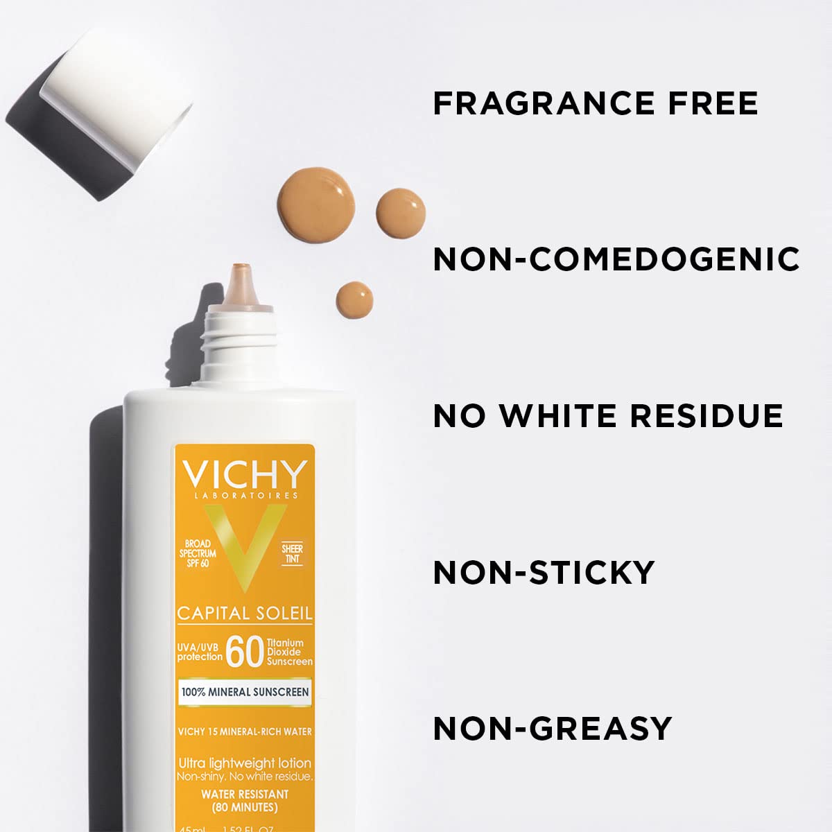 Vichy Capital Soleil Tinted Mineral Sunscreen SPF 60 - Lightweight, Water-Resistant Face Protection | Travel Size