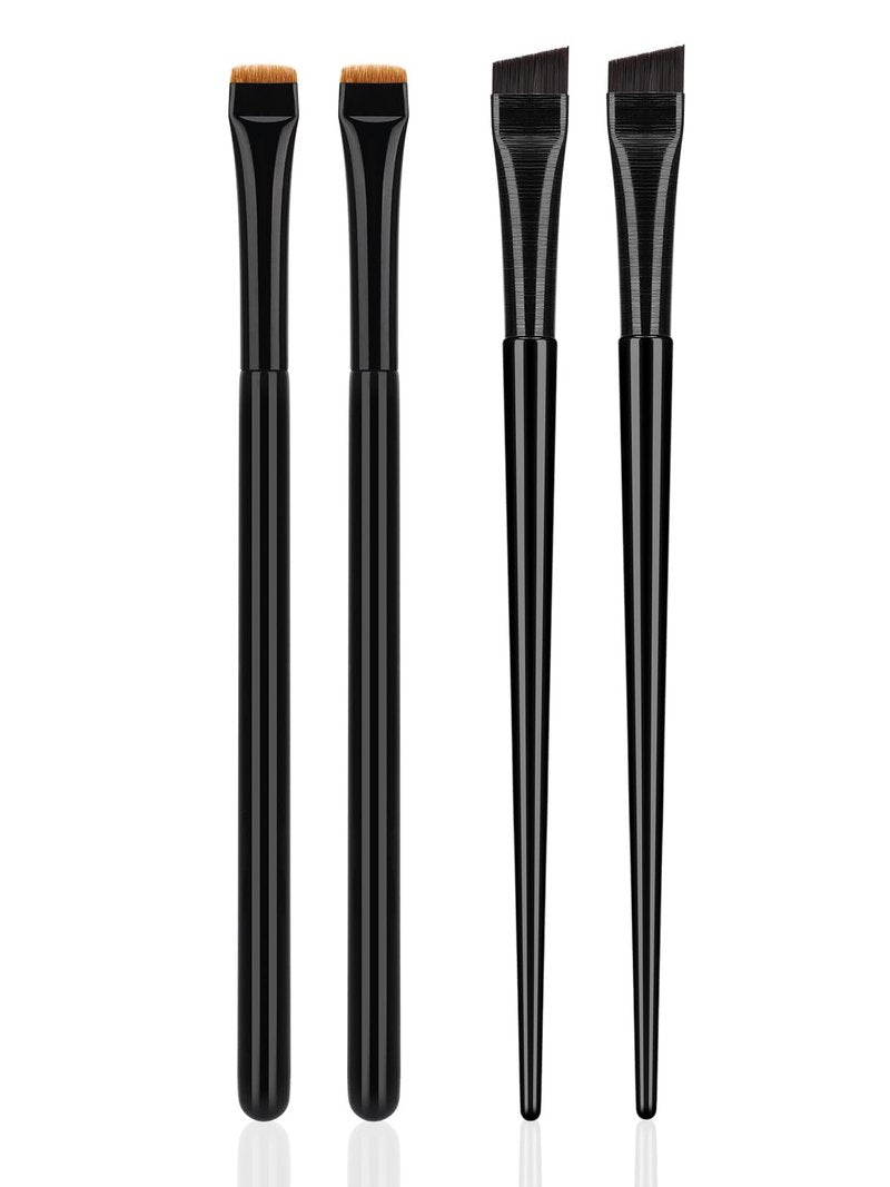 QUEEJOY Eyebrow Brush Set - 2Pcs Angled and 2Pcs Flat Concealer Brush, Precise Brow Brushes for Eyebrows, Ultra-Thin Eyebrow Tint Brush, Brocha Para Cejas for Brow Mapping