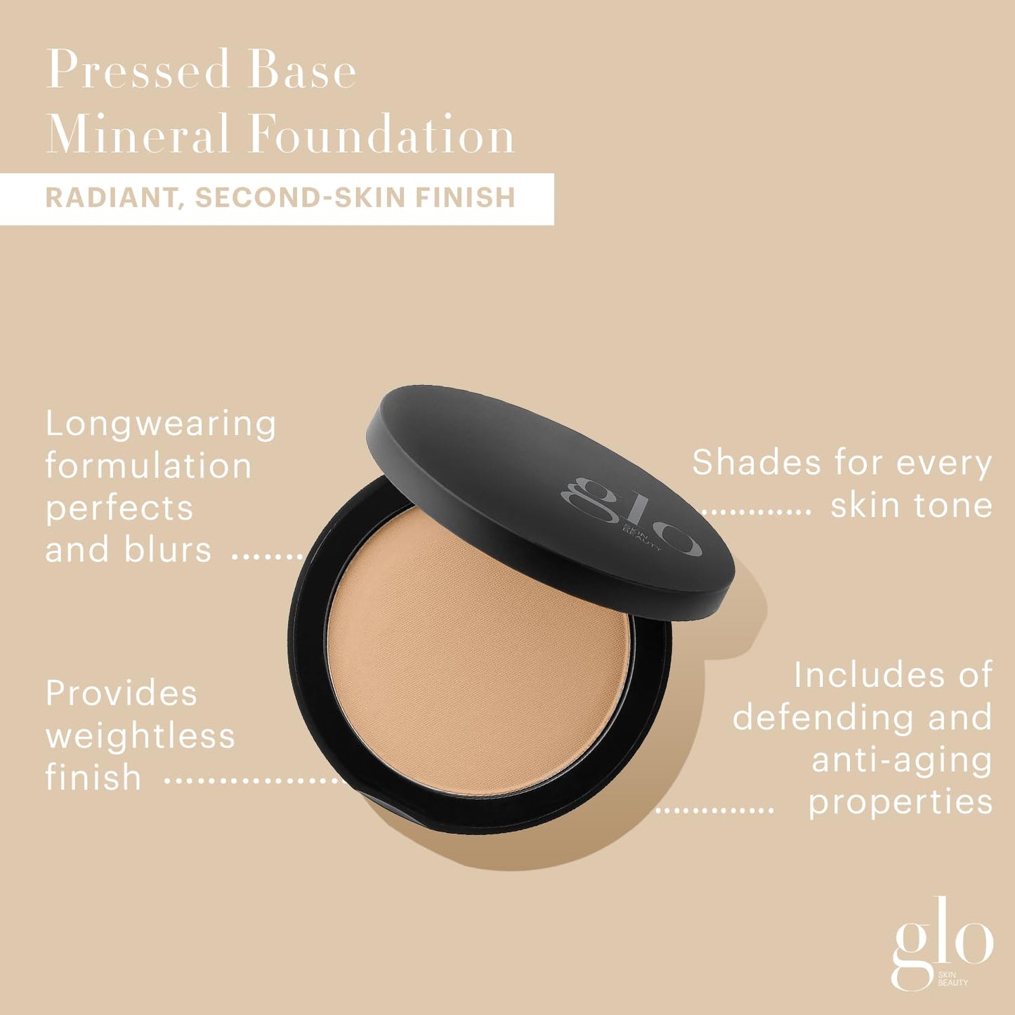 Glo Skin Beauty Pressed Base Powder Foundation, Honey Medium – Buildable Sheer to Full Coverage, Long Wear Face Powder Compact, Pressed Powder Makeup for Smooth, Semi-Matte Finish