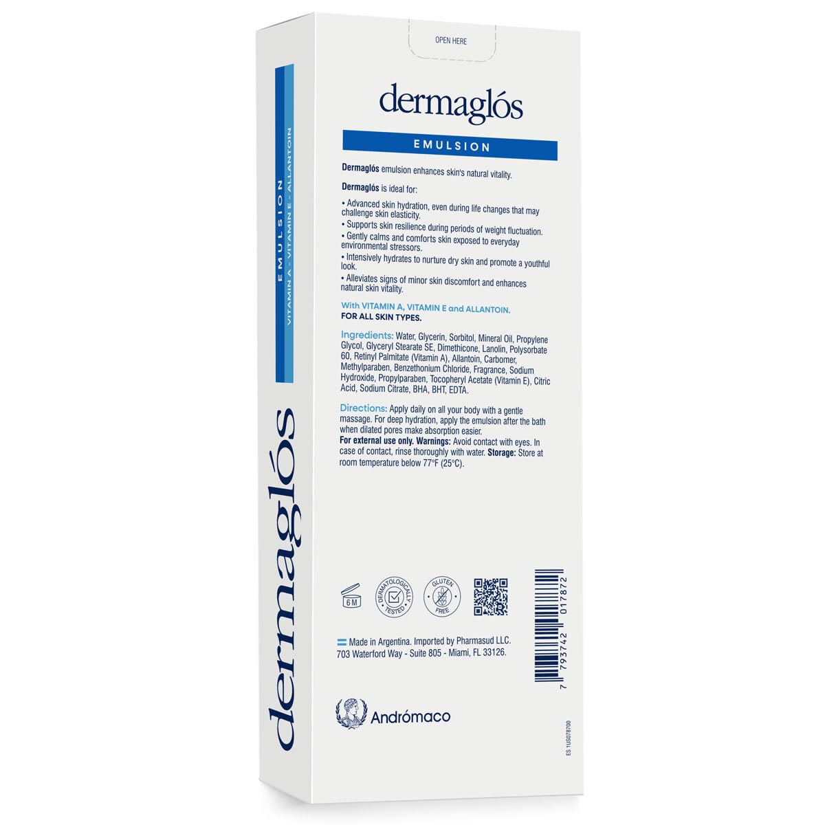 Dermaglos Moisturizing Body Lotion for Dry Skin with Extra Vitamin A, Vitamin E & Allantoin | Regenerating Lightweight Moisturizer for Stretch Marks, Tattoos Aftercare, Scars & Wrinkles | 13.52 Fl Oz