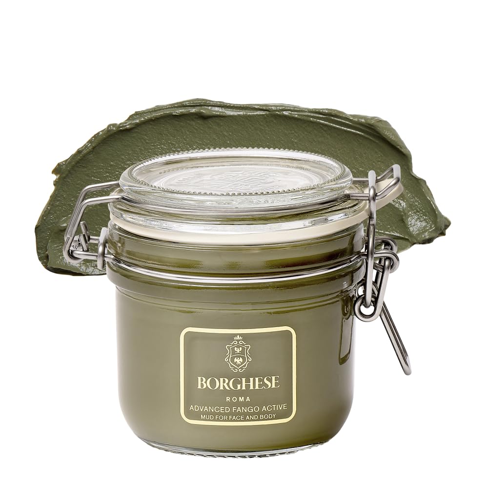 Borghese Advanced Fango Active Mud Mask for Face and Body - Exfoliating to Purifying Face Mask with Bentonite Clay & Hyaluronic Acid For Normal, Combination & Oily Skin, 7.5 Ounce